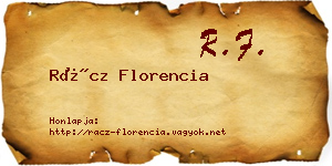 Rácz Florencia névjegykártya